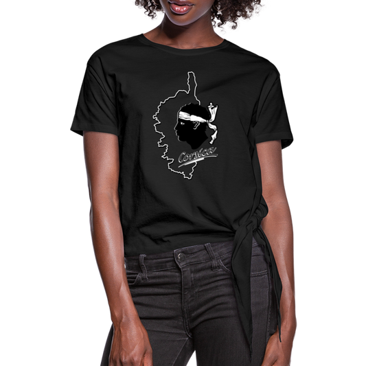 T-shirt à nœud Corse & Tête de Maure - Ochju Ochju noir / S SPOD T-shirt à nœud Femme T-shirt à nœud Corse & Tête de Maure