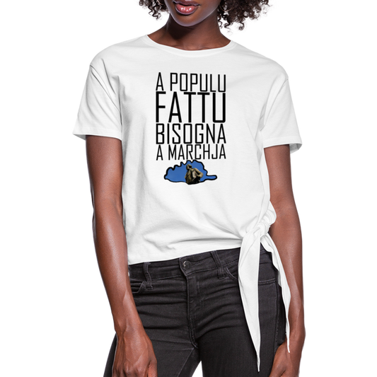 T-shirt à nœud A Populu Fattu - Ochju Ochju blanc / S SPOD T-shirt à nœud Femme T-shirt à nœud A Populu Fattu