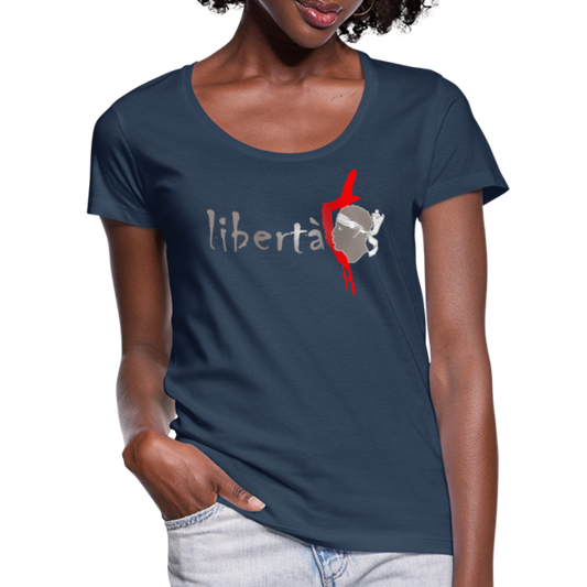 T-shirt col U Femme Libertà ! - Ochju Ochju bleu marine / S SPOD T-shirt col U Femme T-shirt col U Femme Libertà !