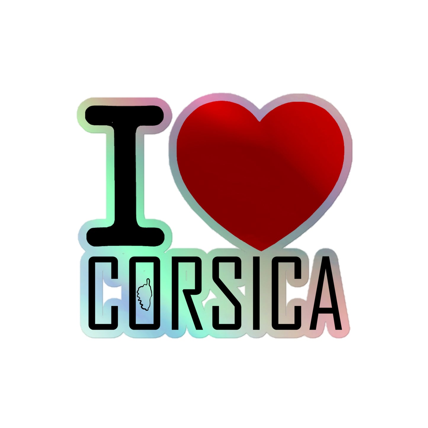 Autocollants holographiques I Love Corsica