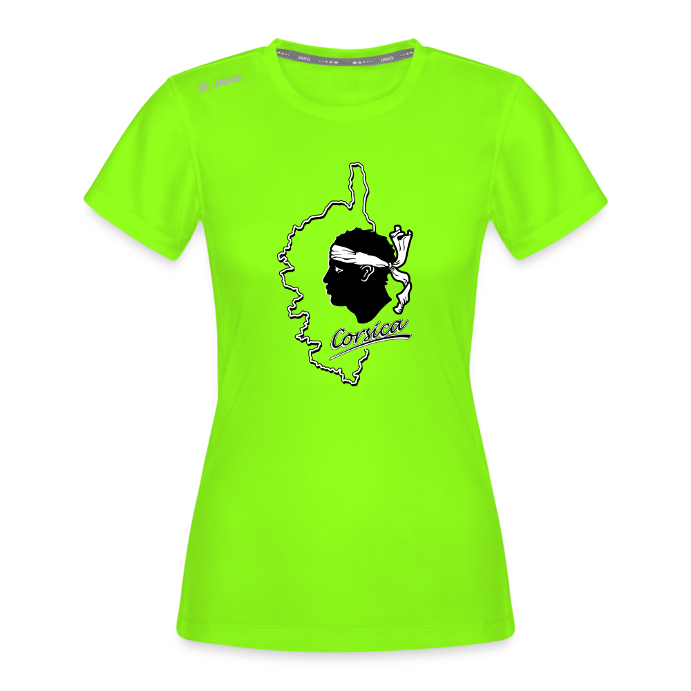 T-shirt Run 2.0 JAKO Femme Corse & Tête de Maure - vert néon
