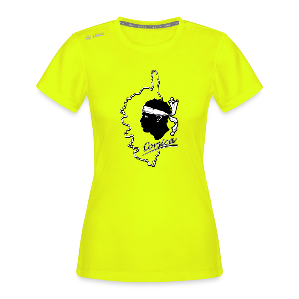T-shirt Run 2.0 JAKO Femme Corse & Tête de Maure - jaune néon