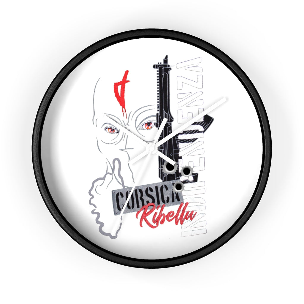 horloge murale Indipendenza Corsica - Ochju Ochju Black / White / 10" Printify Home Decor horloge murale Indipendenza Corsica