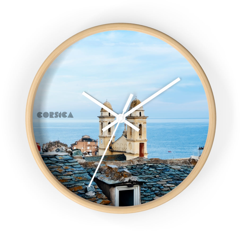 horloge murale Bastia (St-Jean) Corsica - Ochju Ochju Bois / Blanc Printify Home Decor horloge murale Bastia (St-Jean) Corsica