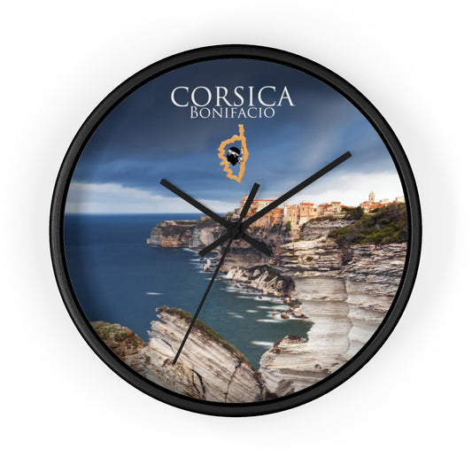horloge murale Bonifacio Corsica - Ochju Ochju Black / Black / 10" Printify Home Decor horloge murale Bonifacio Corsica
