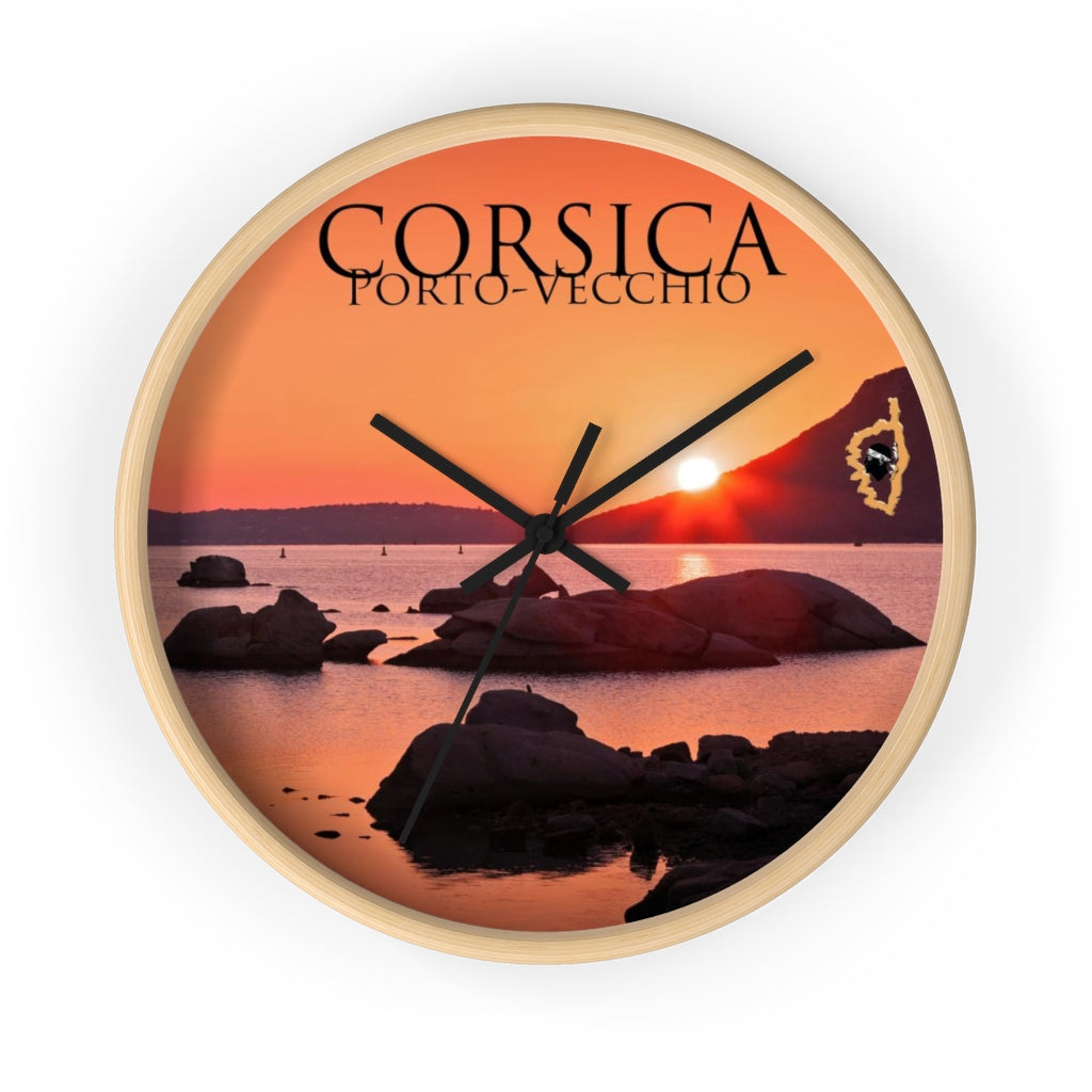 horloge Porto-Vecchio Corsica - Ochju Ochju Wooden / Black / 10" Printify Home Decor horloge Porto-Vecchio Corsica