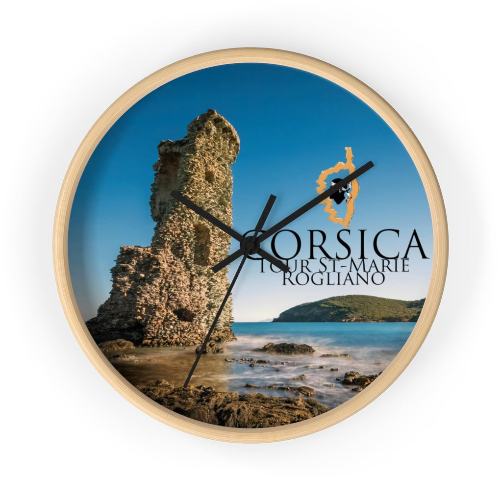 horloge Tour St-Marie Corsica - Ochju Ochju Wooden / Black / 10" Printify Home Decor horloge Tour St-Marie Corsica