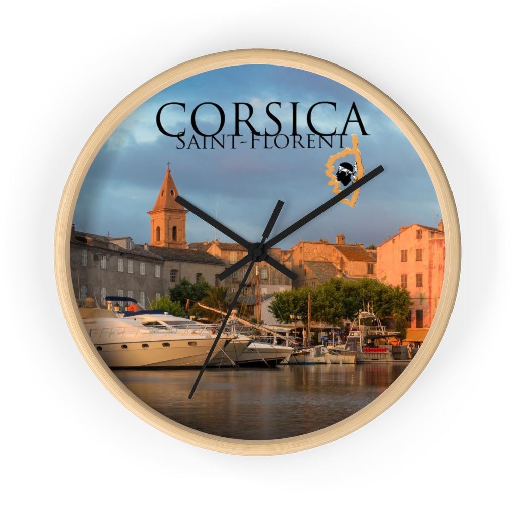 horloge murale St-Florent Corsica - Ochju Ochju Wooden / Black / 10" Printify Home Decor horloge murale St-Florent Corsica