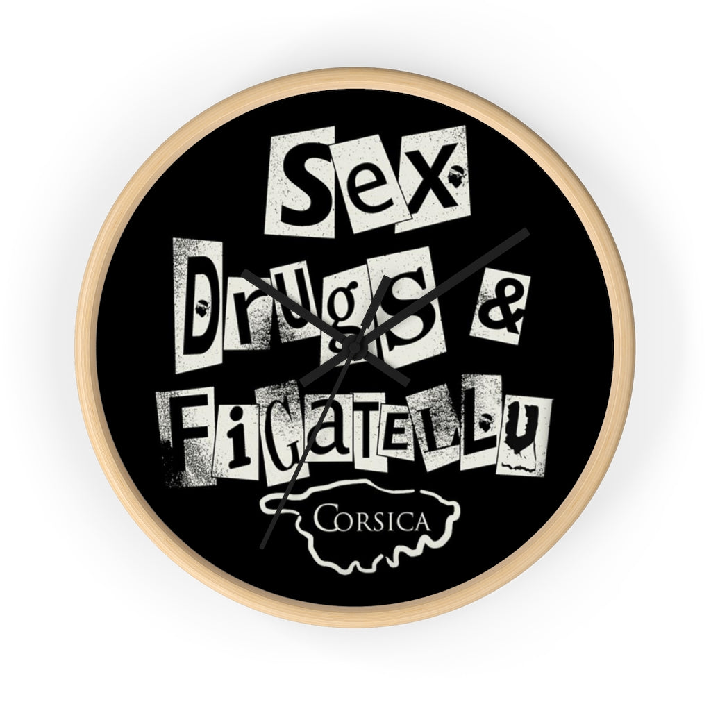 horloge Sex, Drugs & Figatellu - Ochju Ochju Wooden / Black / 10" Printify Home Decor horloge Sex, Drugs & Figatellu