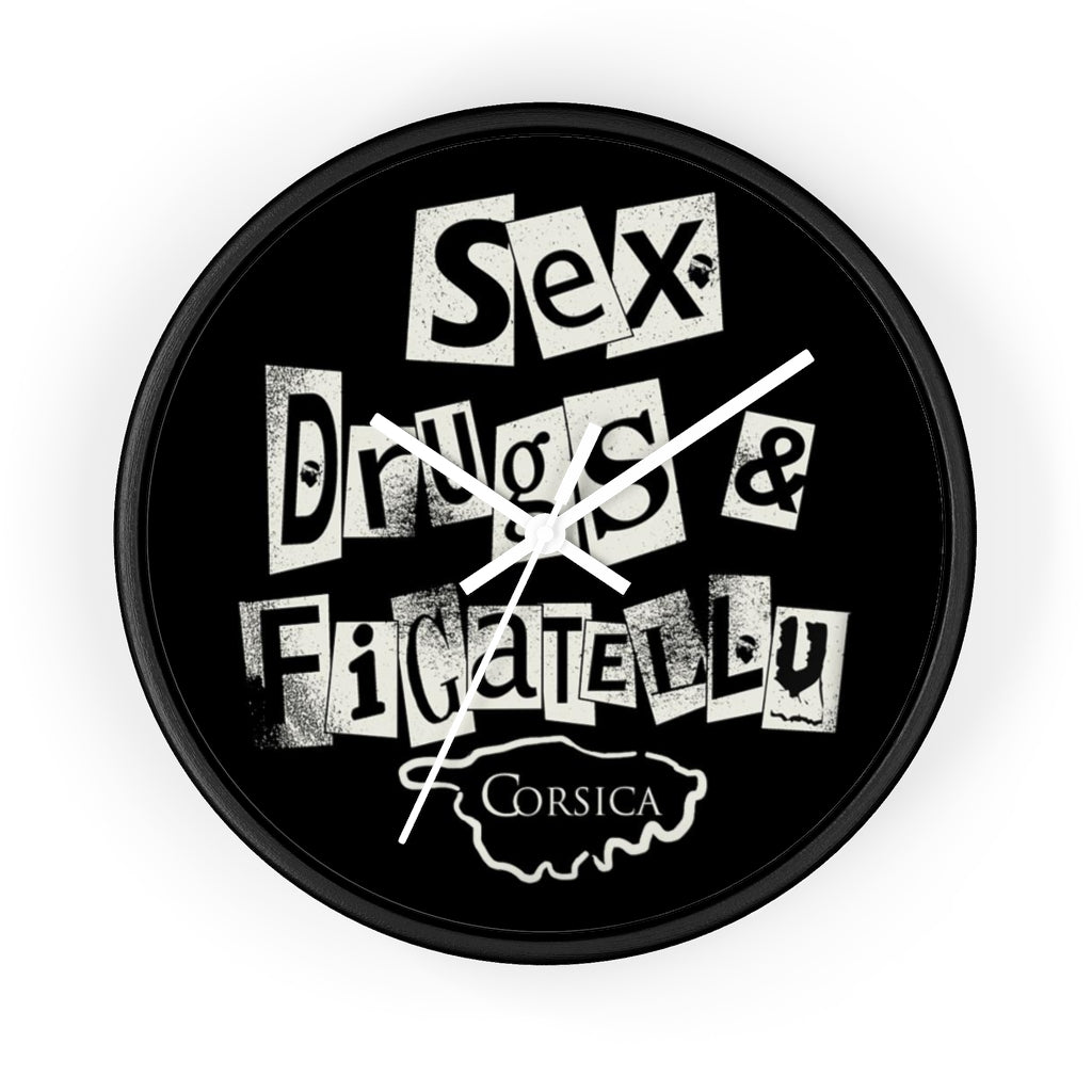 horloge Sex, Drugs & Figatellu - Ochju Ochju Black / White / 10" Printify Home Decor horloge Sex, Drugs & Figatellu
