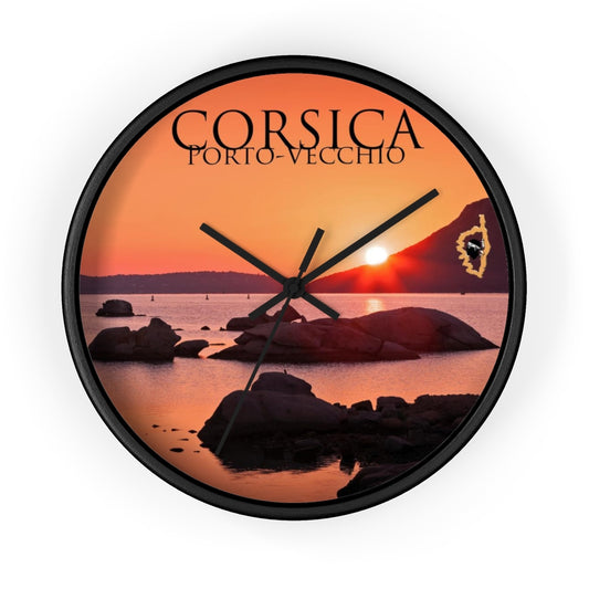 horloge Porto-Vecchio Corsica - Ochju Ochju Black / Black / 10" Printify Home Decor horloge Porto-Vecchio Corsica