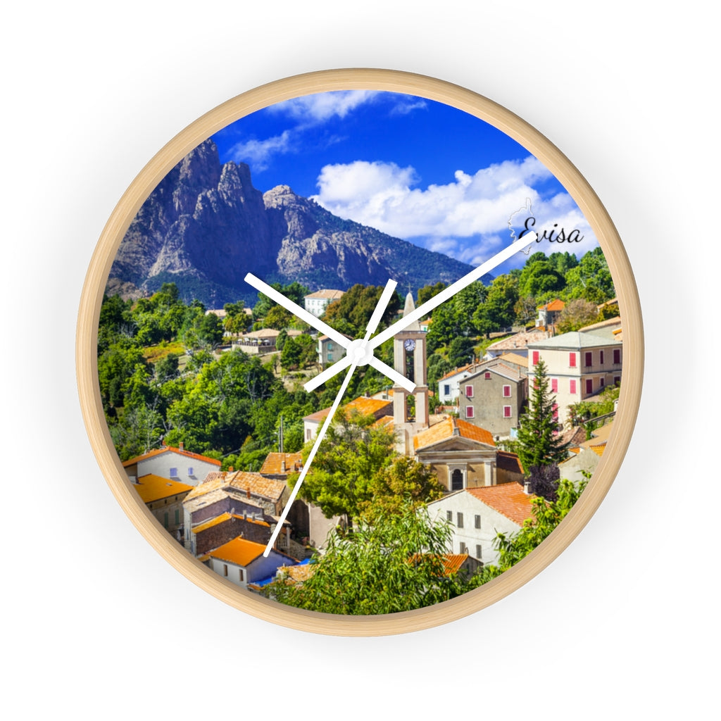 horloge murale Evisa Corsica - Ochju Ochju Wooden / White / 10" Printify Home Decor horloge murale Evisa Corsica