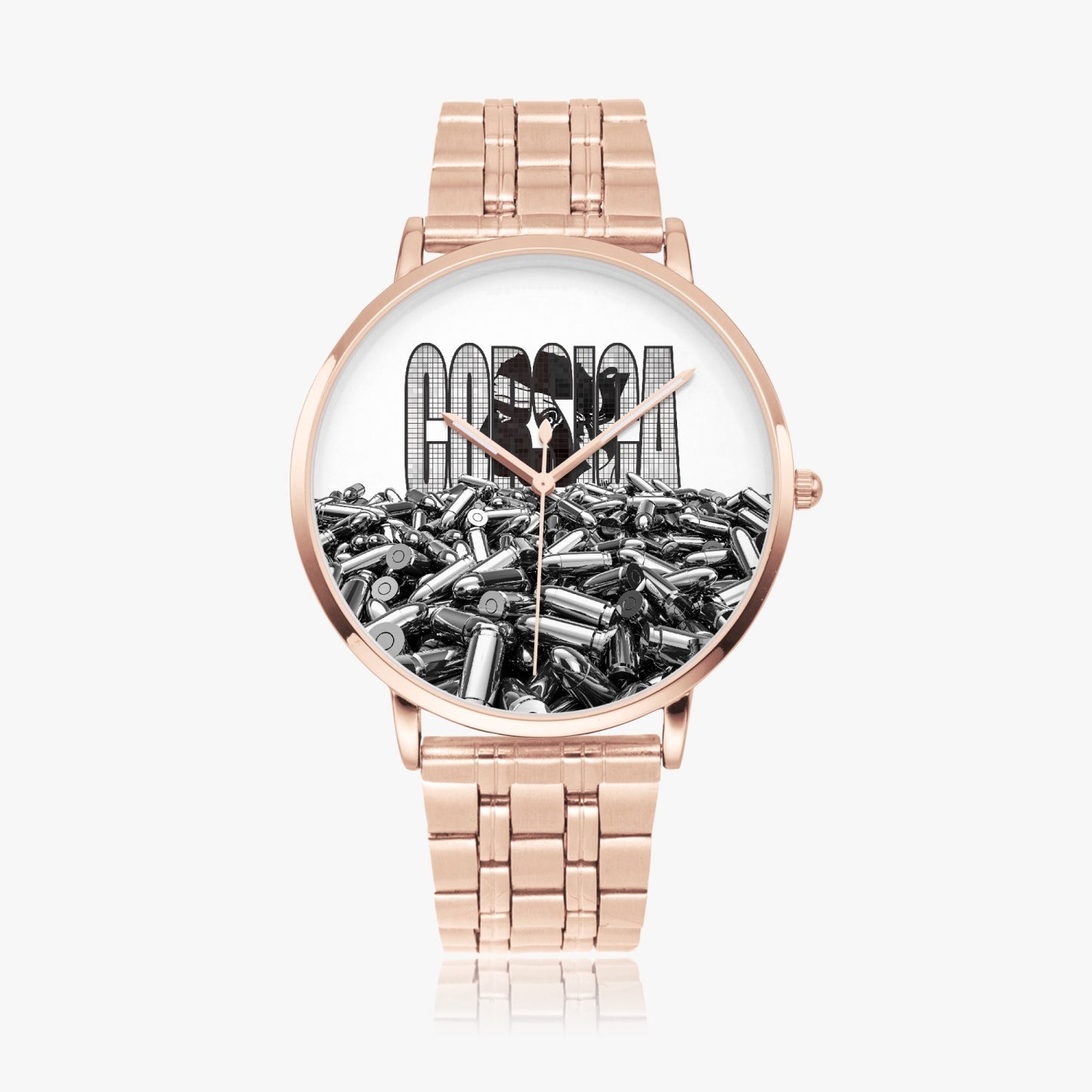 Montre à quartz avec bracelet en acier Balles Corses