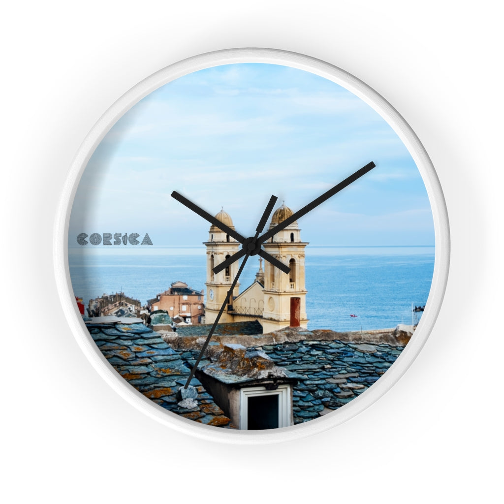 horloge murale Bastia (St-Jean) Corsica - Ochju Ochju Blanc / Noir Printify Home Decor horloge murale Bastia (St-Jean) Corsica