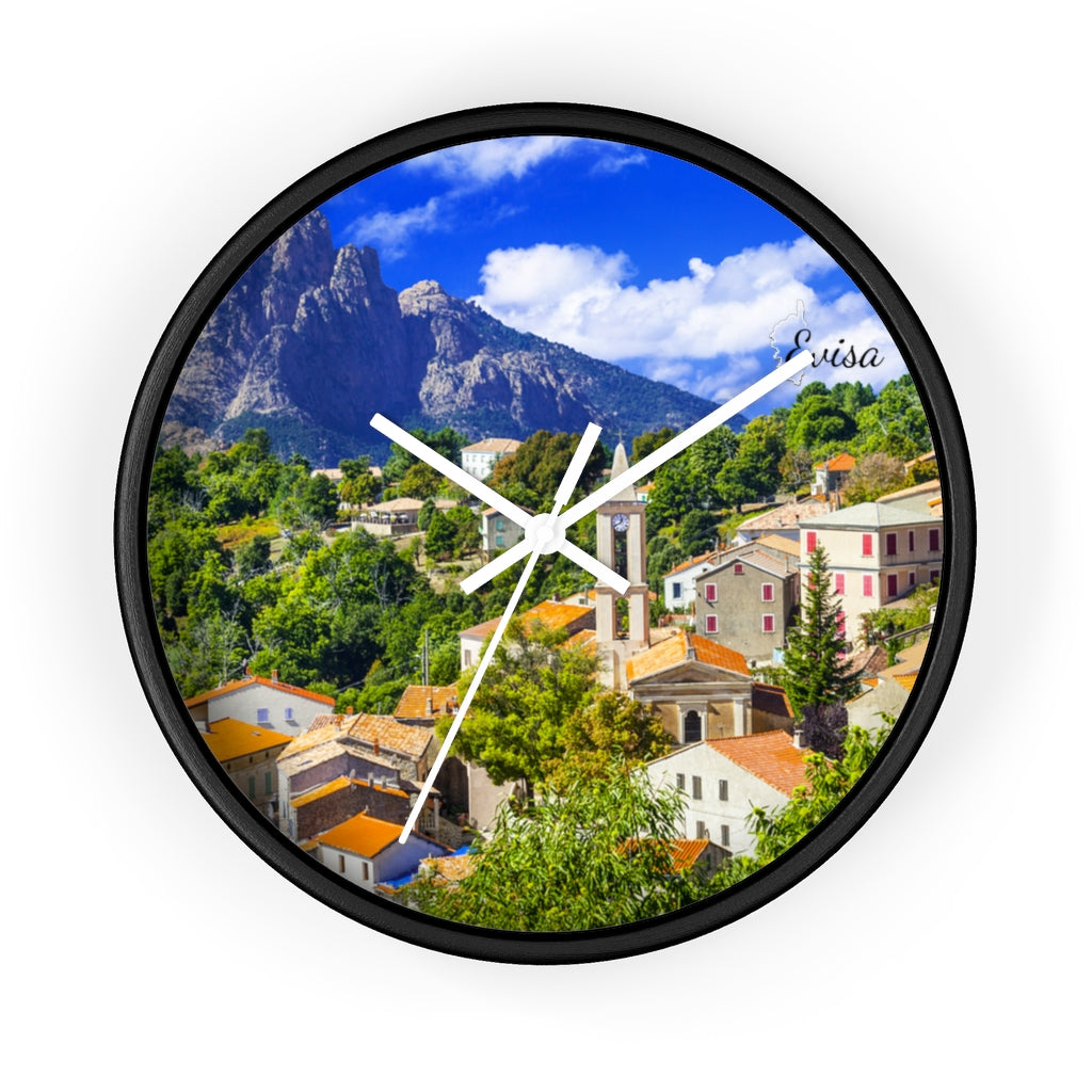 horloge murale Evisa Corsica - Ochju Ochju Black / White / 10" Printify Home Decor horloge murale Evisa Corsica