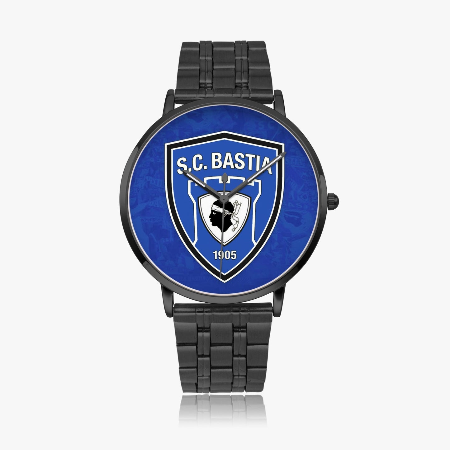 Montre à quartz avec bracelet en acier SC Bastia