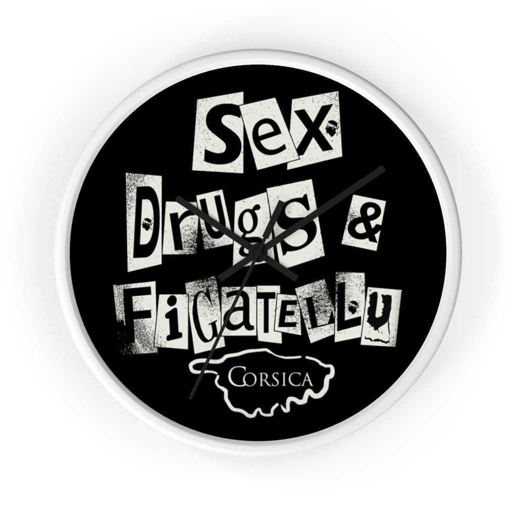 horloge Sex, Drugs & Figatellu - Ochju Ochju White / Black / 10" Printify Home Decor horloge Sex, Drugs & Figatellu