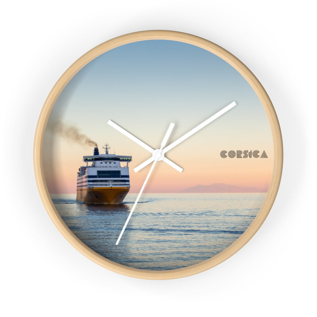 horloge murale Ferry Corsica - Ochju Ochju Wooden / White / 10" Printify Home Decor horloge murale Ferry Corsica