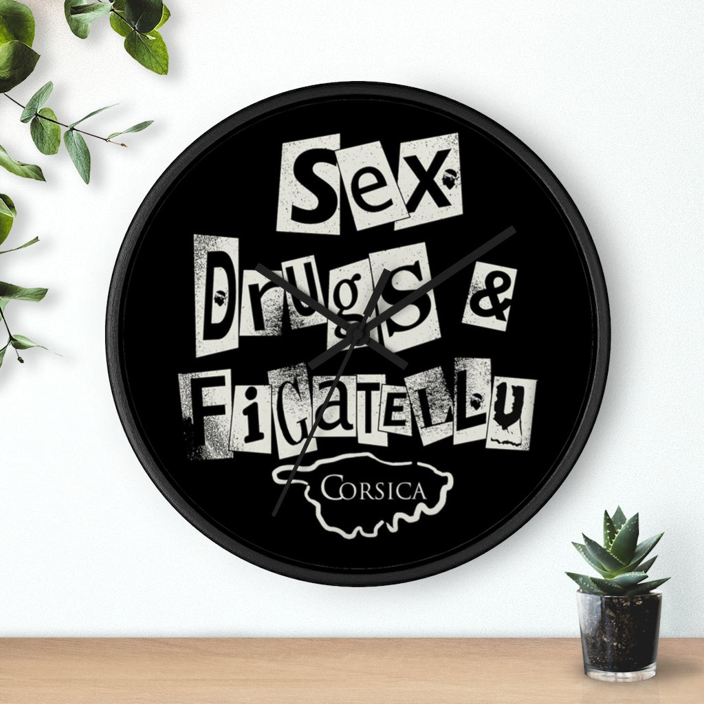 horloge Sex, Drugs & Figatellu - Ochju Ochju Printify Home Decor horloge Sex, Drugs & Figatellu