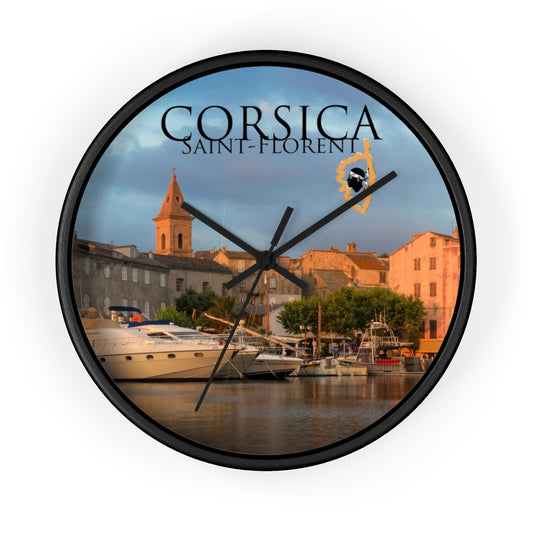 horloge murale St-Florent Corsica - Ochju Ochju Black / Black / 10" Printify Home Decor horloge murale St-Florent Corsica