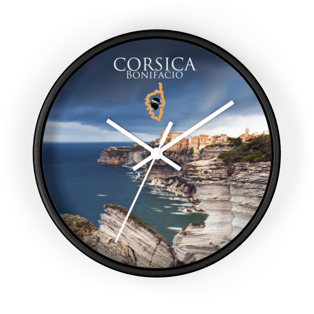 horloge murale Bonifacio Corsica - Ochju Ochju Black / White / 10" Printify Home Decor horloge murale Bonifacio Corsica