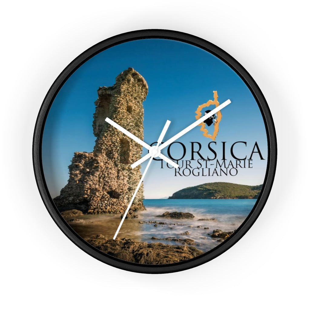 horloge Tour St-Marie Corsica - Ochju Ochju Black / White / 10" Printify Home Decor horloge Tour St-Marie Corsica