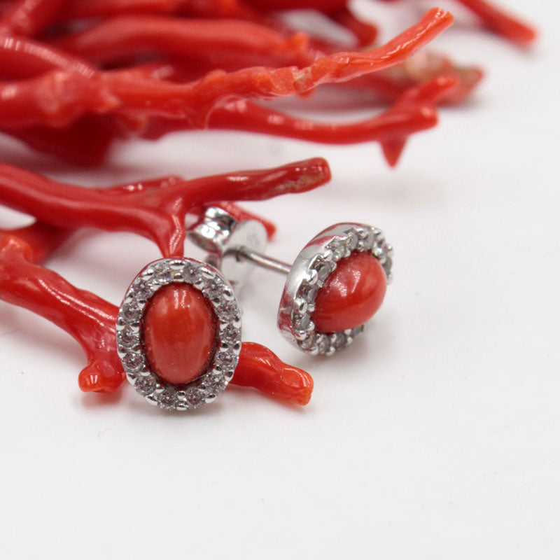 Boucles Corail, strass ovales