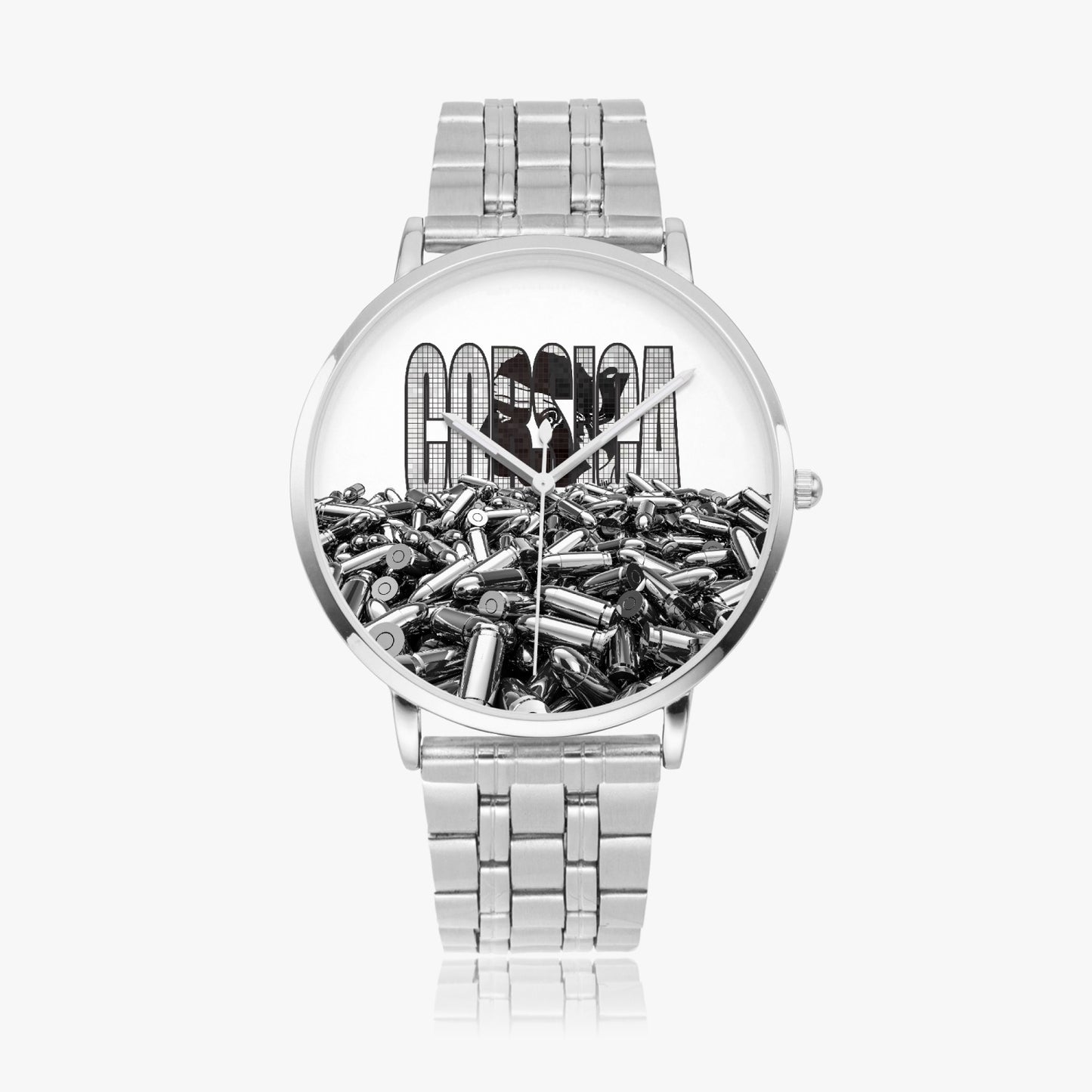 Montre à quartz avec bracelet en acier Balles Corses