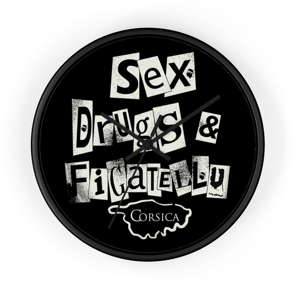 horloge Sex, Drugs & Figatellu - Ochju Ochju Black / Black / 10" Printify Home Decor horloge Sex, Drugs & Figatellu