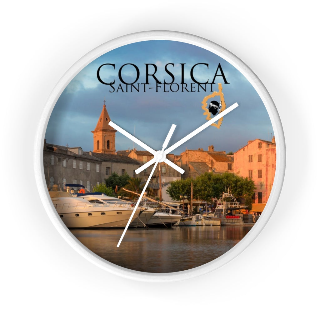 horloge murale St-Florent Corsica - Ochju Ochju White / White / 10" Printify Home Decor horloge murale St-Florent Corsica