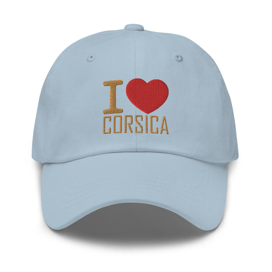 Casquette de Baseball I Love Corsica - Ochju Ochju Bleu Clair souvenirdefrance Souvenirs de Corse Casquette de Baseball I Love Corsica