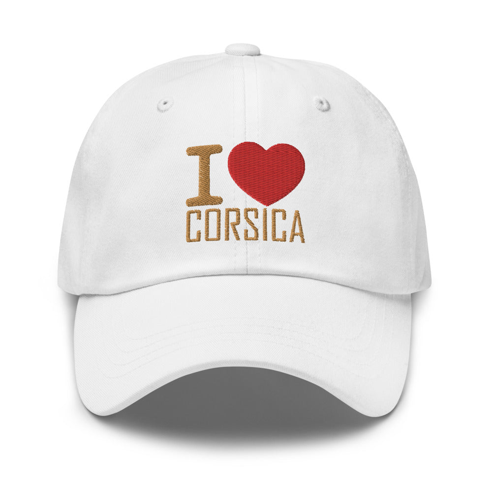Casquette de Baseball I Love Corsica - Ochju Ochju Blanc souvenirdefrance Souvenirs de Corse Casquette de Baseball I Love Corsica