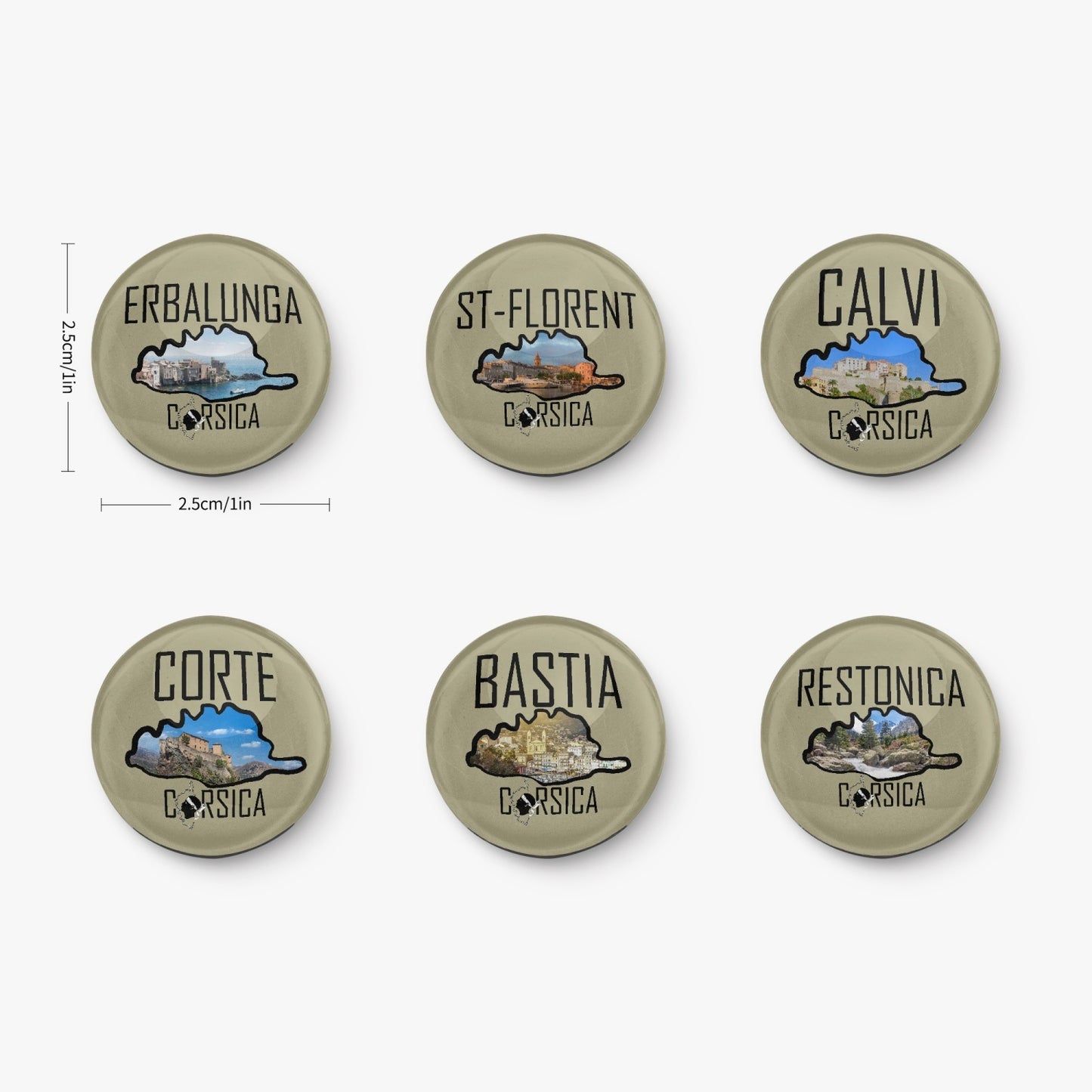 Lot de 6 Magnets Villes de Corse