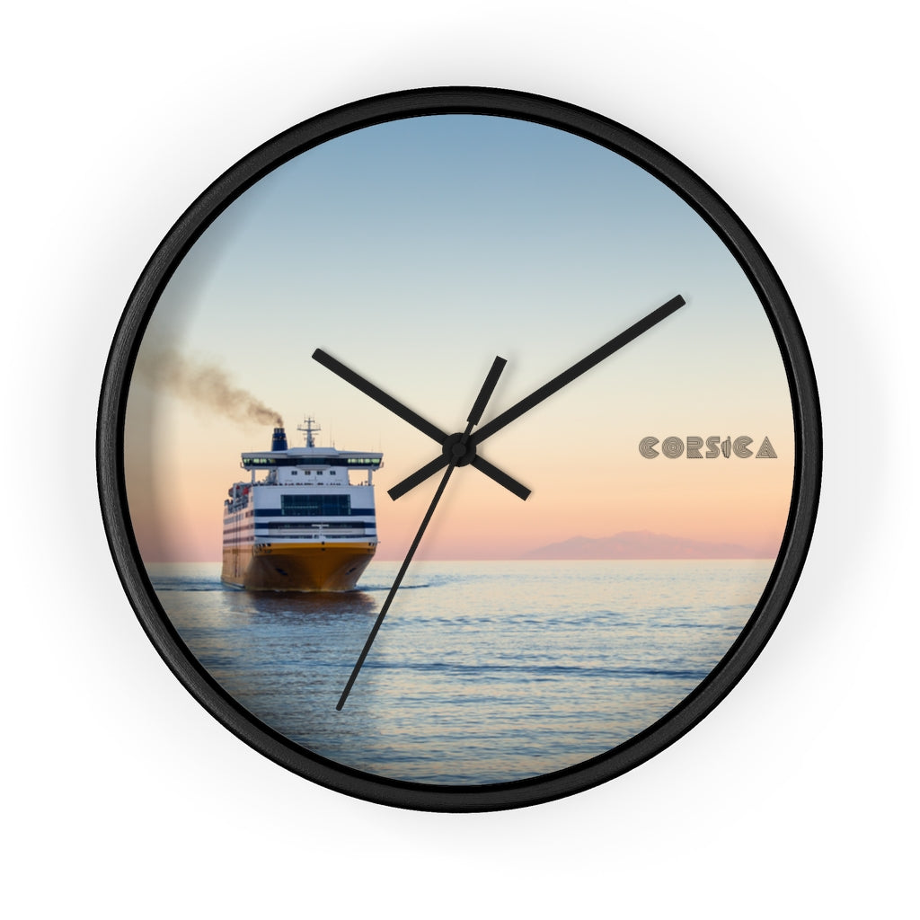horloge murale Ferry Corsica - Ochju Ochju Black / Black / 10" Printify Home Decor horloge murale Ferry Corsica