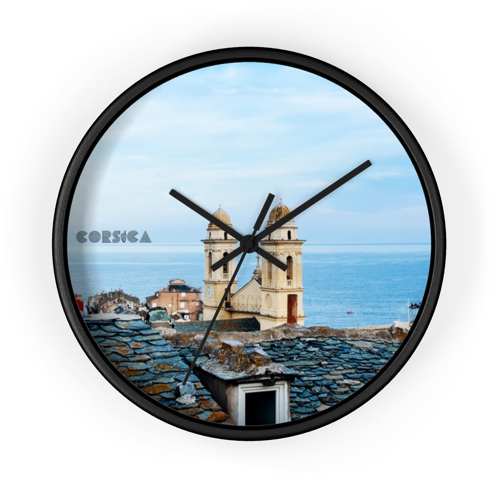 horloge murale Bastia (St-Jean) Corsica - Ochju Ochju Noir / Noir Printify Home Decor horloge murale Bastia (St-Jean) Corsica