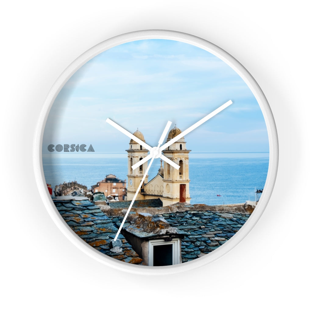 horloge murale Bastia (St-Jean) Corsica - Ochju Ochju Blanc / Blanc Printify Home Decor horloge murale Bastia (St-Jean) Corsica