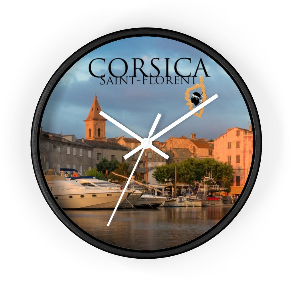 horloge murale St-Florent Corsica - Ochju Ochju Black / White / 10" Printify Home Decor horloge murale St-Florent Corsica