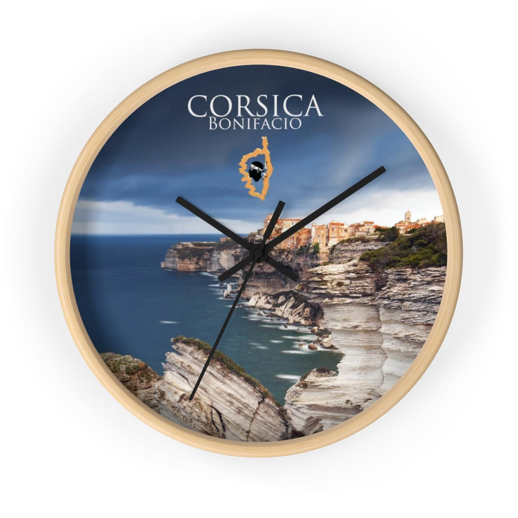 horloge murale Bonifacio Corsica - Ochju Ochju Wooden / Black / 10" Printify Home Decor horloge murale Bonifacio Corsica