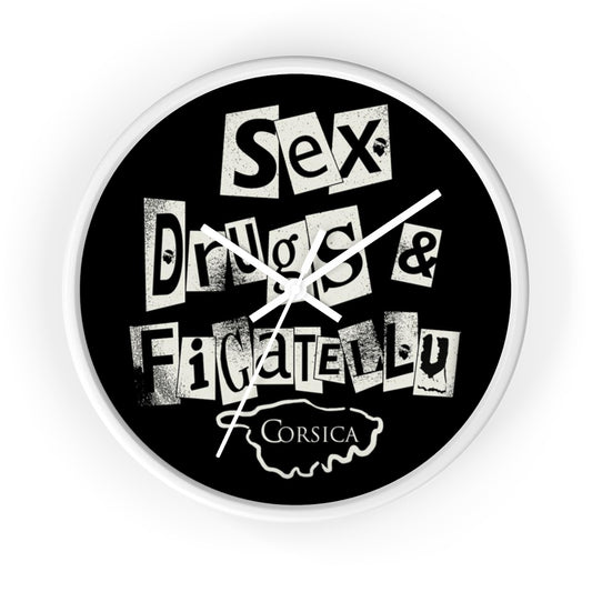 horloge Sex, Drugs & Figatellu - Ochju Ochju White / White / 10" Printify Home Decor horloge Sex, Drugs & Figatellu