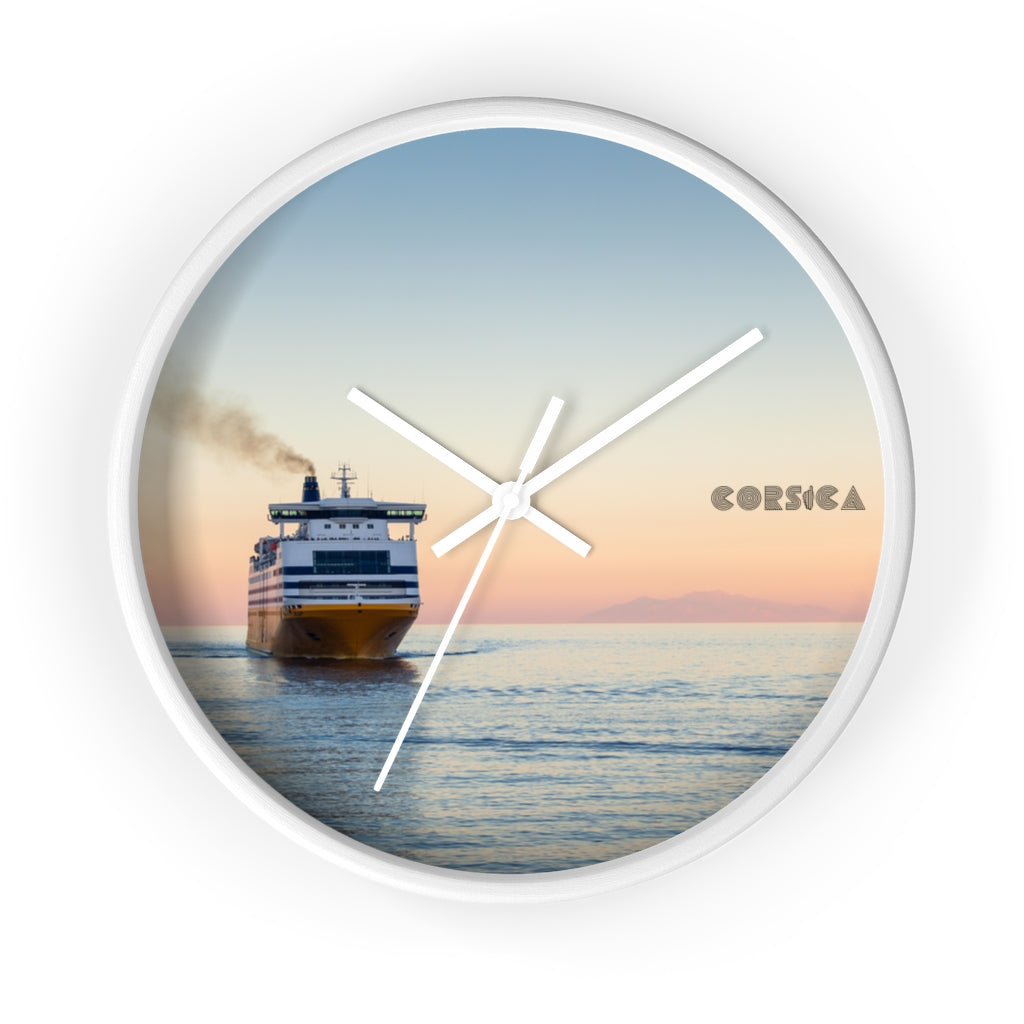 horloge murale Ferry Corsica - Ochju Ochju White / White / 10" Printify Home Decor horloge murale Ferry Corsica