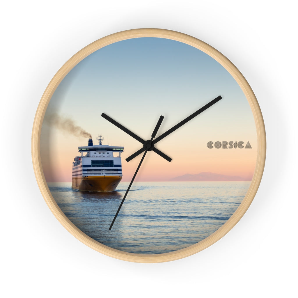 horloge murale Ferry Corsica - Ochju Ochju Wooden / Black / 10" Printify Home Decor horloge murale Ferry Corsica