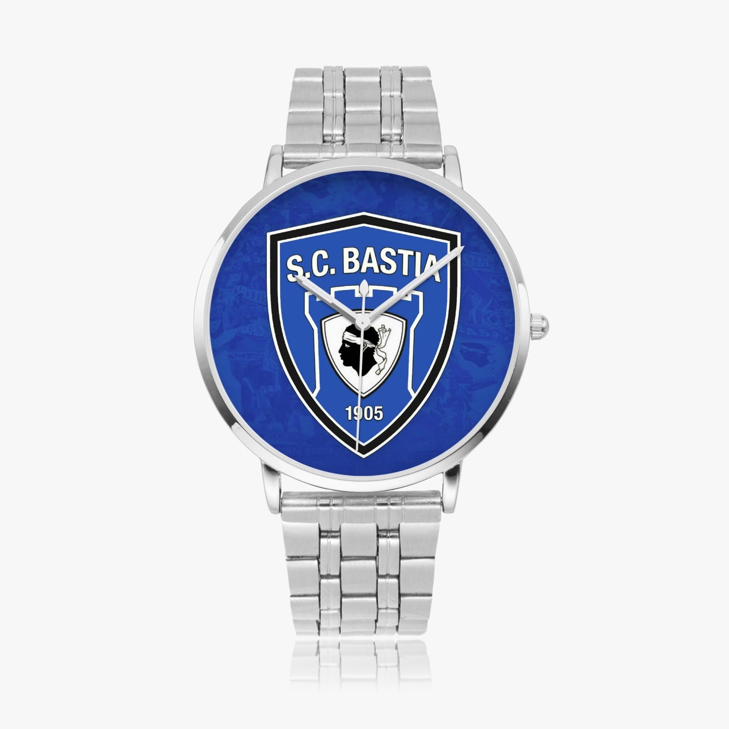 Montre à quartz avec bracelet en acier SC Bastia