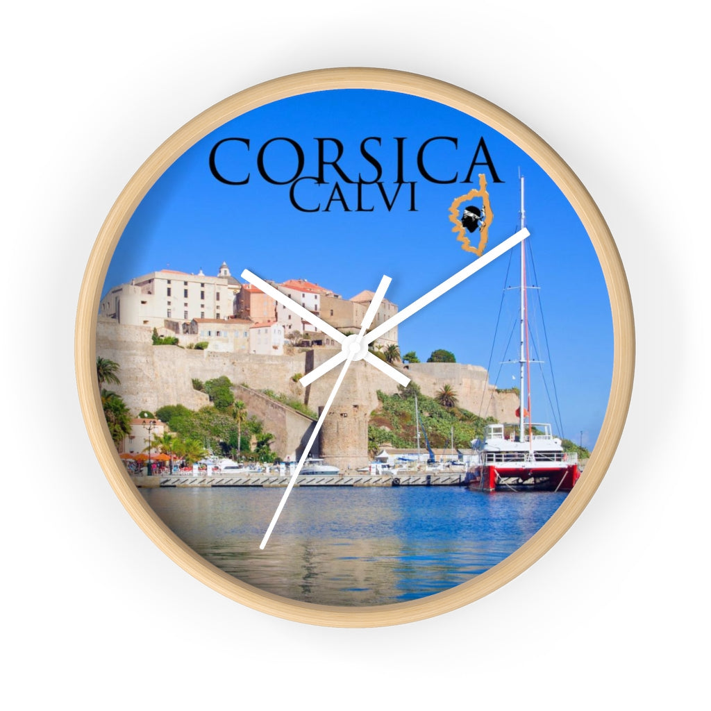 horloge Corsica Calvi - Ochju Ochju Wooden / White / 10" Printify Home Decor horloge Corsica Calvi