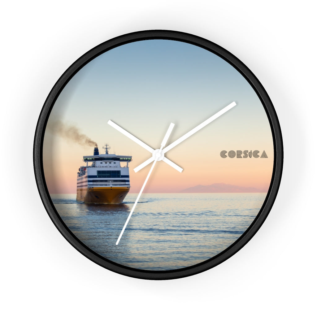 horloge murale Ferry Corsica - Ochju Ochju Black / White / 10" Printify Home Decor horloge murale Ferry Corsica