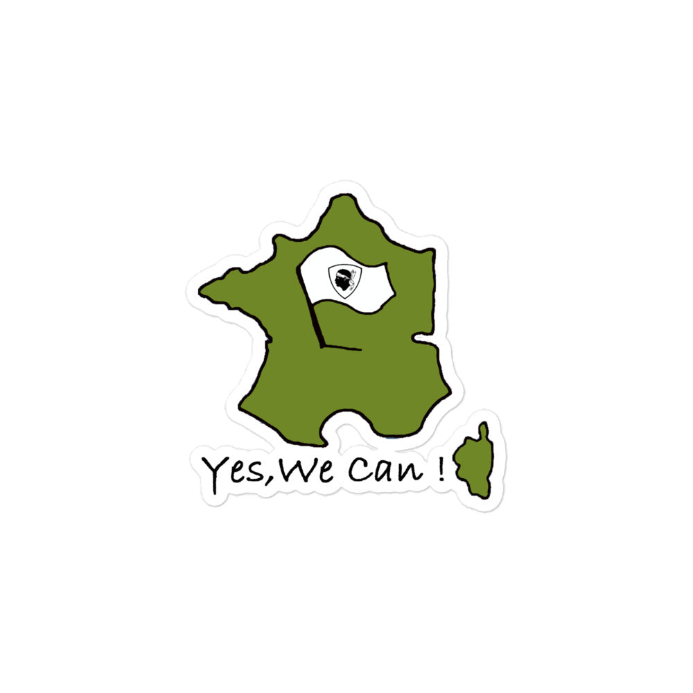 Autocollants découpés Yes We Can ! - Ochju Ochju 3″×3″ Ochju Souvenirs de Corse Autocollants découpés Yes We Can !