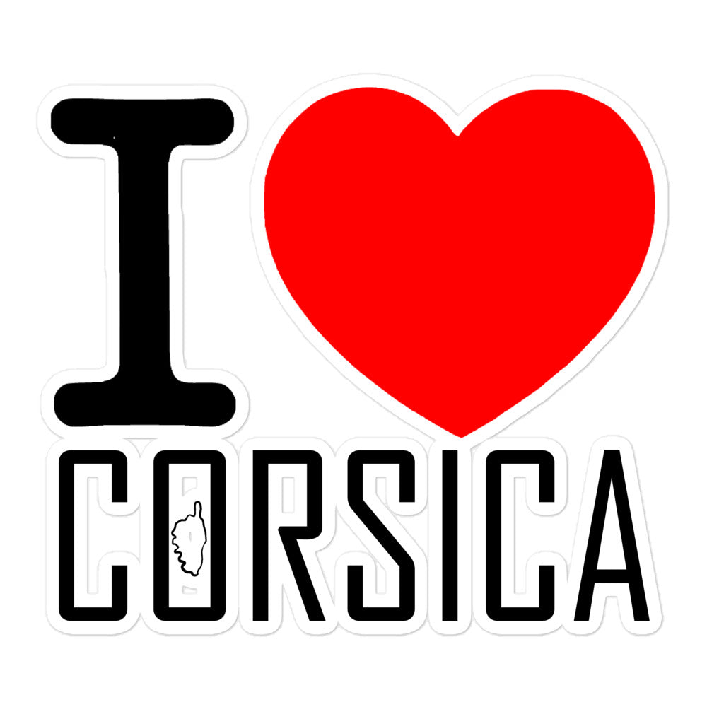 Autocollants découpés I Love Corsica - Ochju Ochju 5.5x5.5 souvenirdefrance Souvenirs de Corse Autocollants découpés I Love Corsica