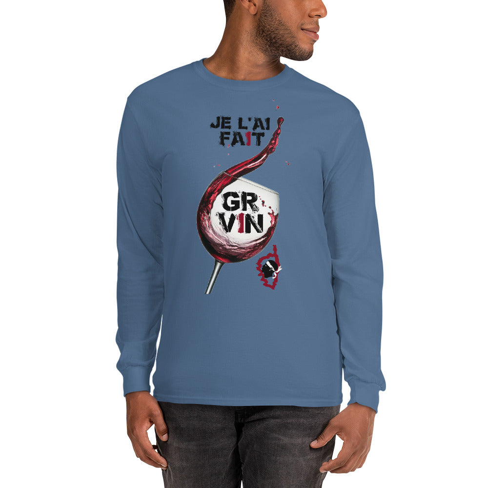 T-shirt GR Vin Corsica à manches longues - Ochju Ochju Bleu Indigo / S Ochju Souvenirs de Corse T-shirt GR Vin Corsica à manches longues