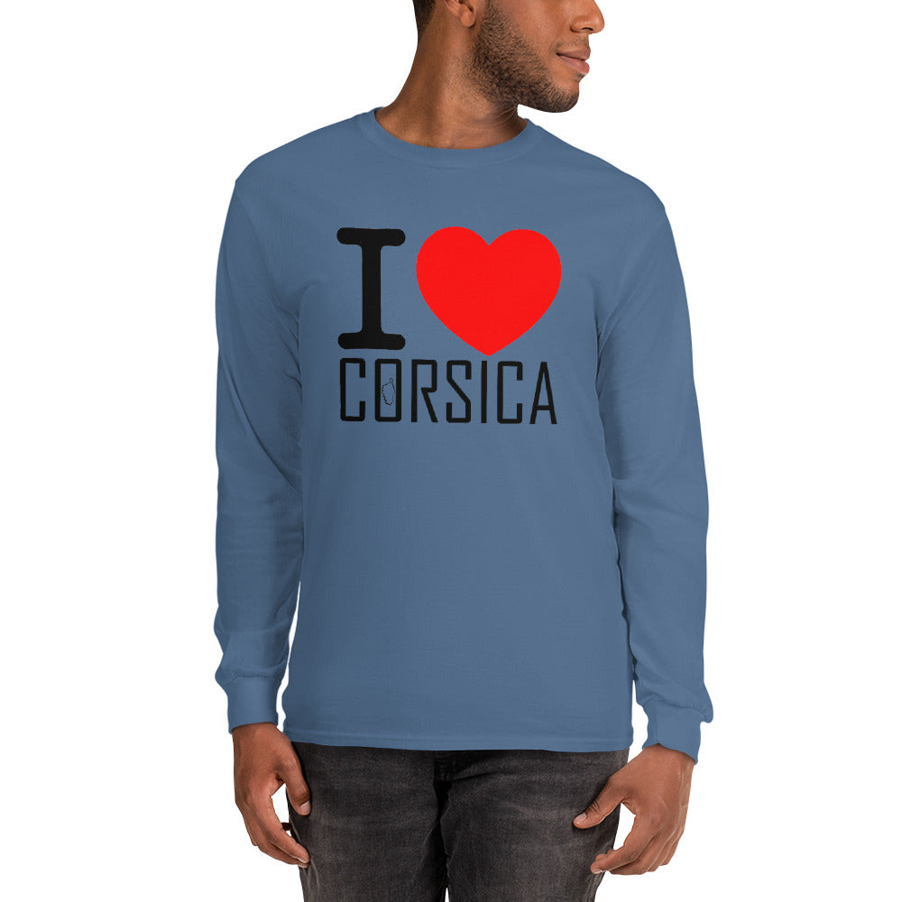 T-shirt I Love Corsica à manches longues - Ochju Ochju Bleu Indigo / S Ochju Souvenirs de Corse T-shirt I Love Corsica à manches longues