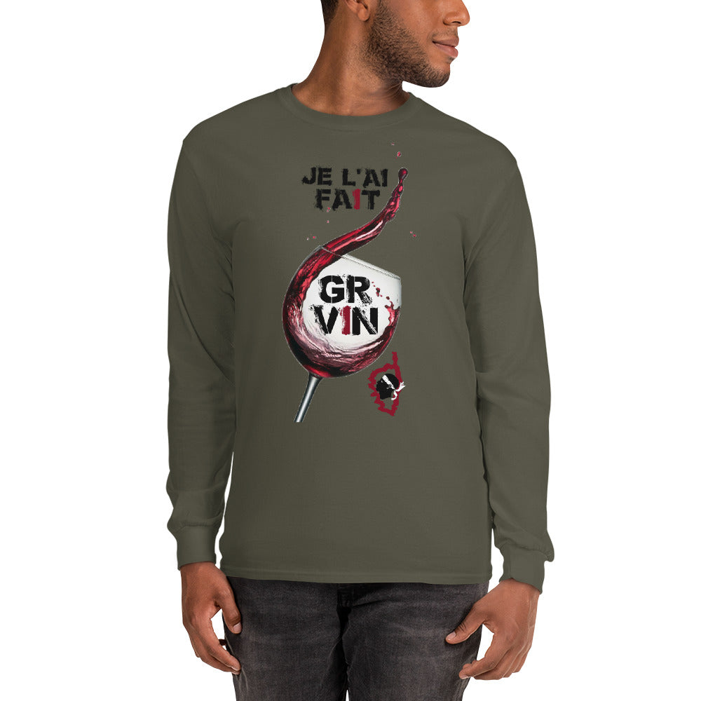 T-shirt GR Vin Corsica à manches longues - Ochju Ochju Vert Militaire / S Ochju Souvenirs de Corse T-shirt GR Vin Corsica à manches longues