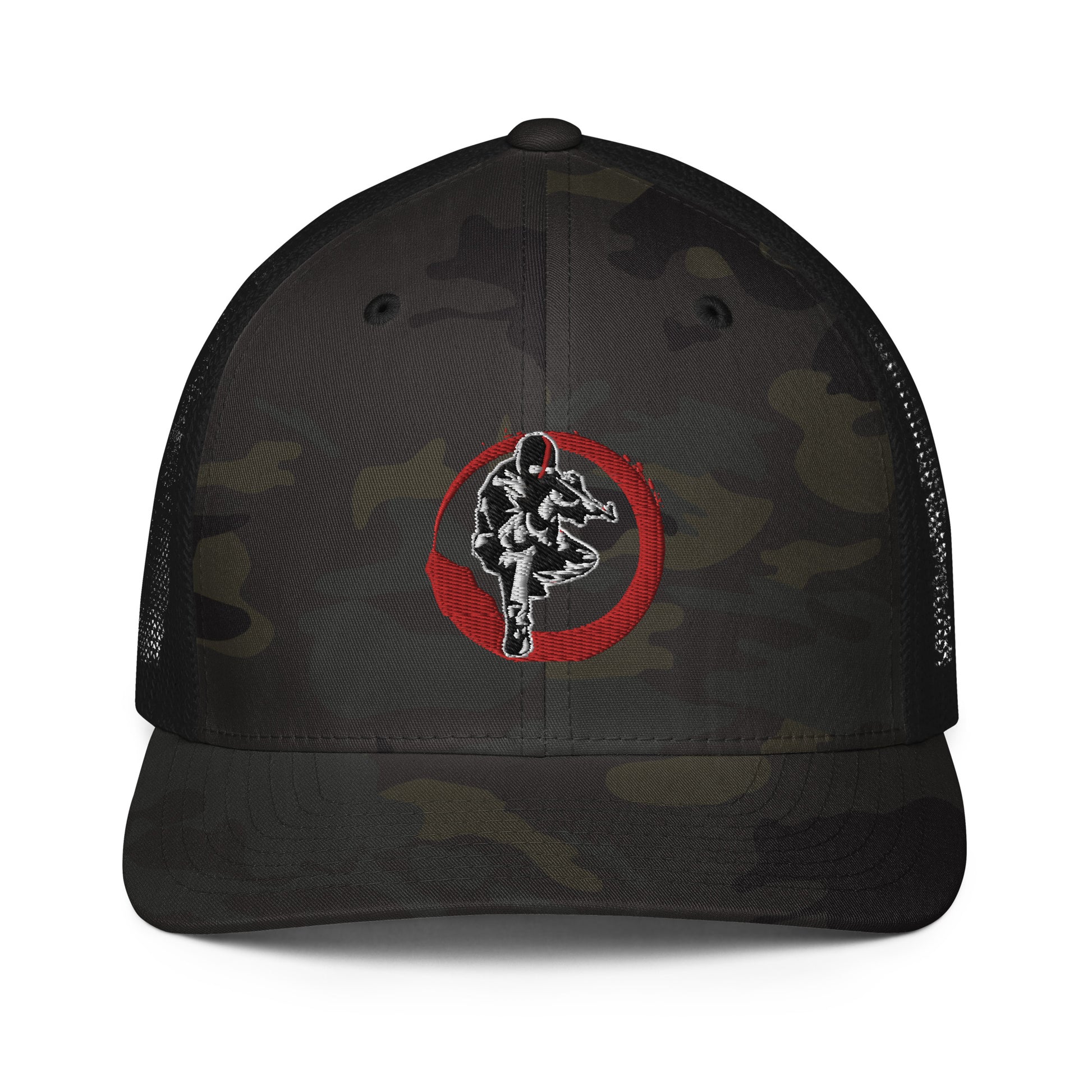 Casquette avec arrière en maille Ribellu contour rouge - Ochju Ochju Multicam Black/Black Ochju Casquette avec arrière en maille Ribellu contour rouge